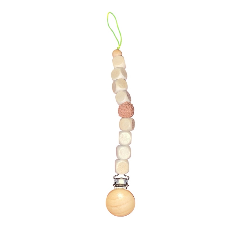 ⭐️5/$10⭐️ Modern Boho Hand Crafted Pacifier Clip with Wooden Beads